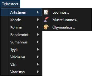 Efektit valikko