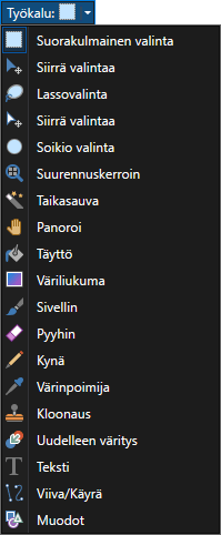 Työkalun valinta